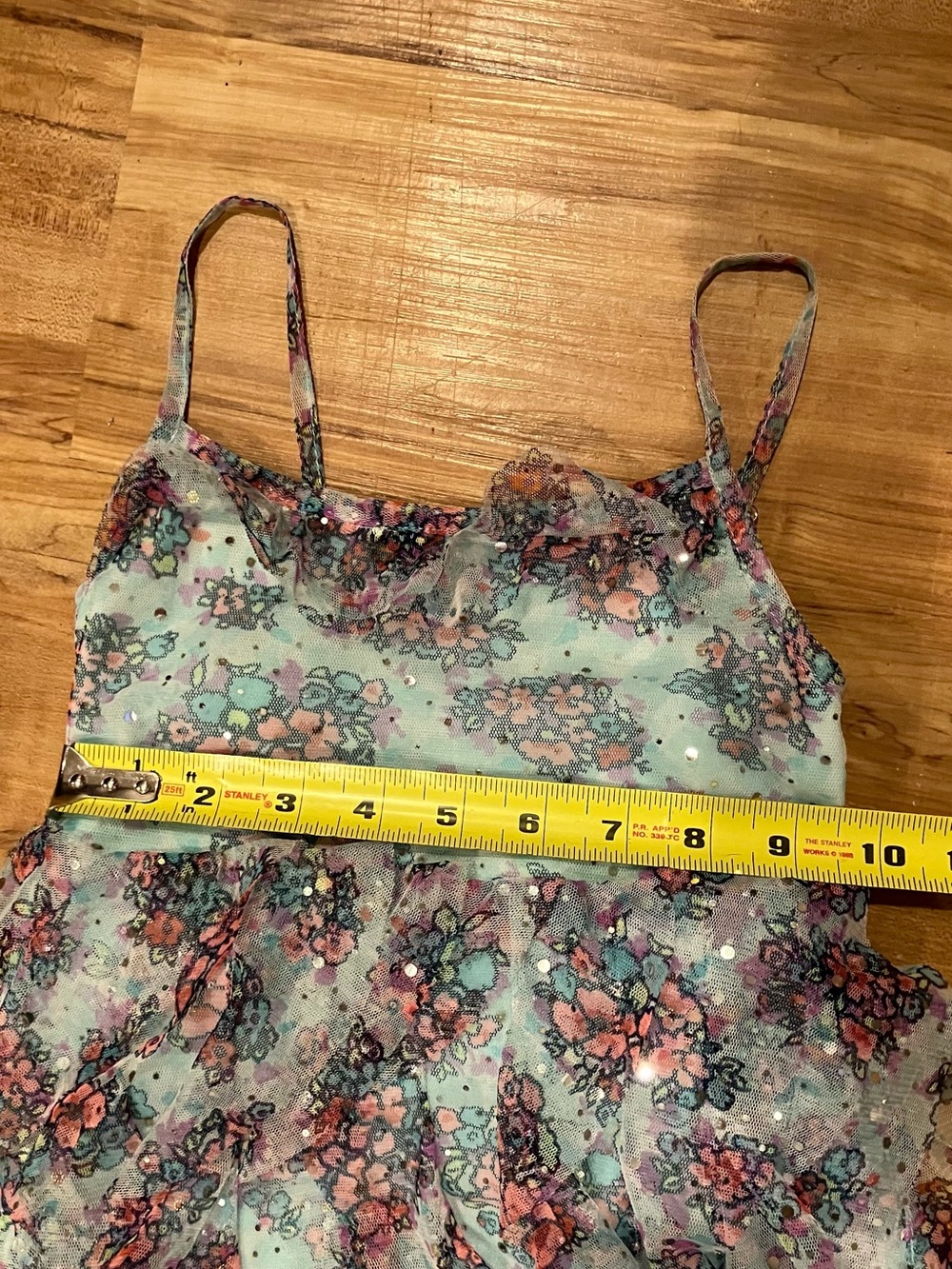 🌟 Size 6 GUC.Justice Ruffle Dress sparkle with Pink and Turquoise - Picture 4 of 6